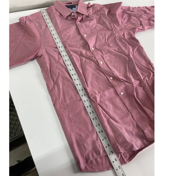 Tommy Hilfiger Shirt Mens Medium 32-33 15.5 Red Regular Fit Button Up - Picture 4 of 7